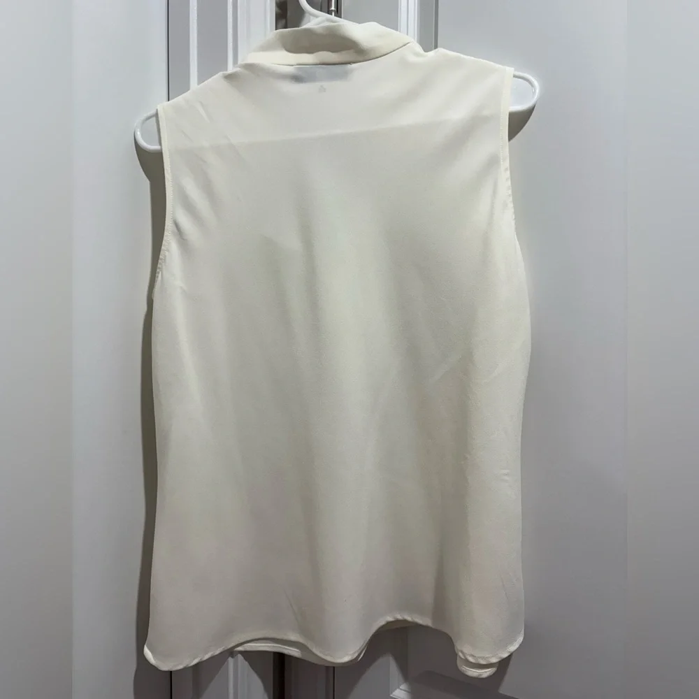Kasper Cream Tie-Neck Sleeveless Blouse - Picture 4 of 5